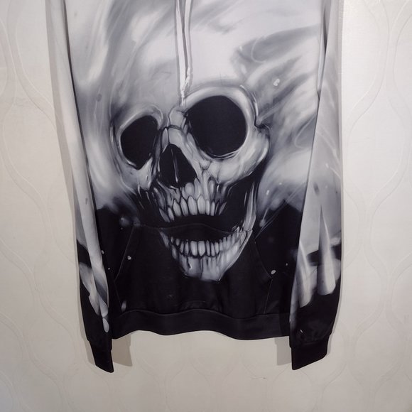 Skull Graphic Hoodie All Over Print Size XL Adults - Picture 7 of 13